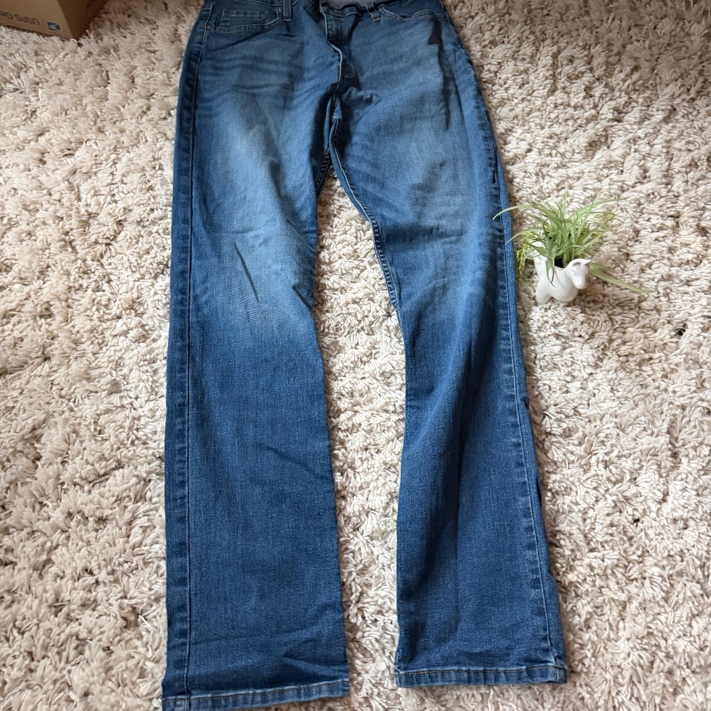Stylish George simple casual straight leg comfortable Denim Blue Straight Fit Je